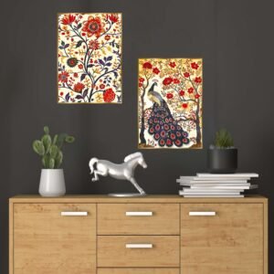 Set of Two Wall Paintings for Wall Dacoration Golden Framed Wall Paintings for Living Room & Bedroom Wall Art for Home Decoration & Office Wall Décor (14x11 inch CH-GD2-15)