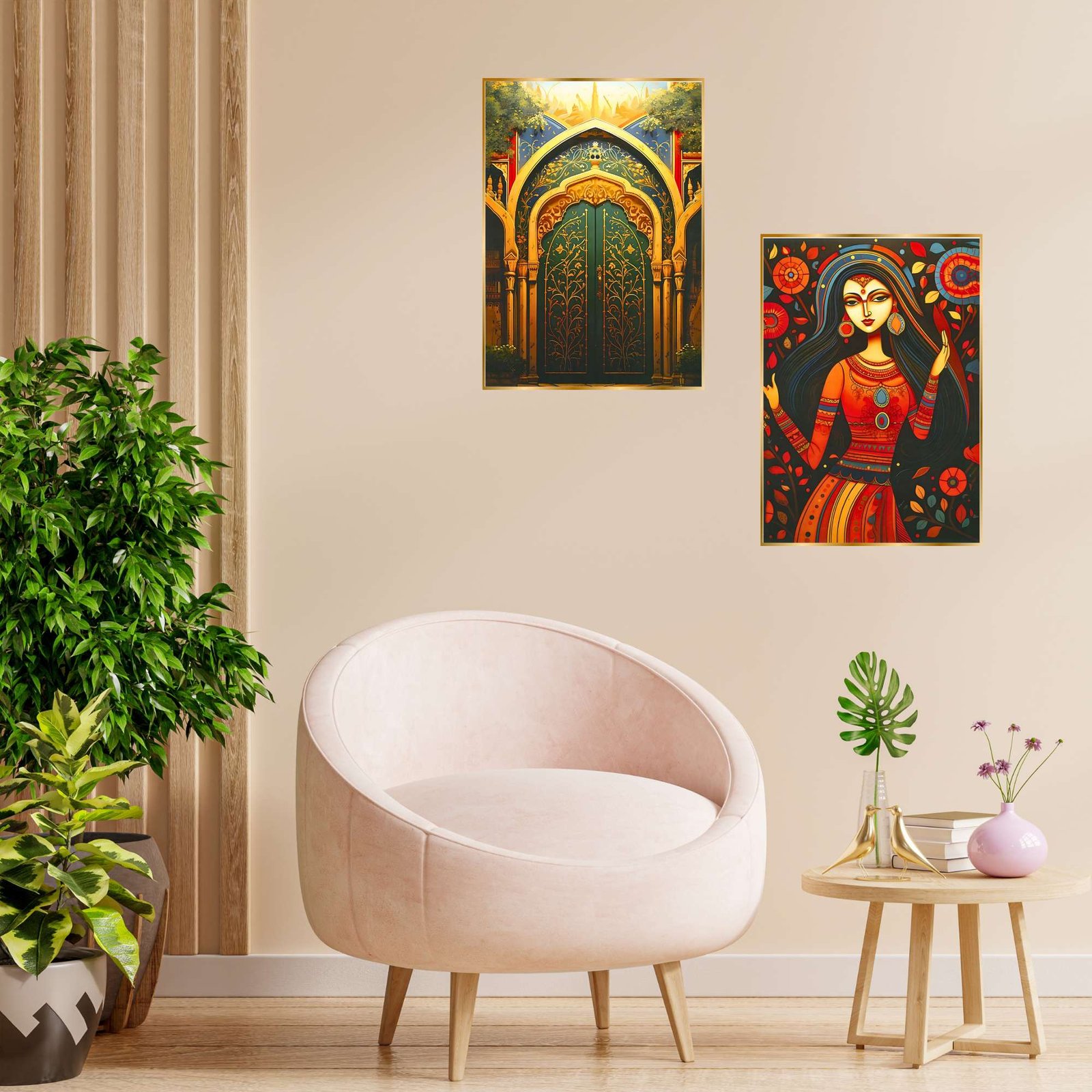 Set of Two Wall Paintings for Wall Dacoration Golden Framed Wall Paintings for Living Room & Bedroom Wall Art for Home Decoration & Office Wall Décor (14x11 inch CH-GD2-16) - Image 3