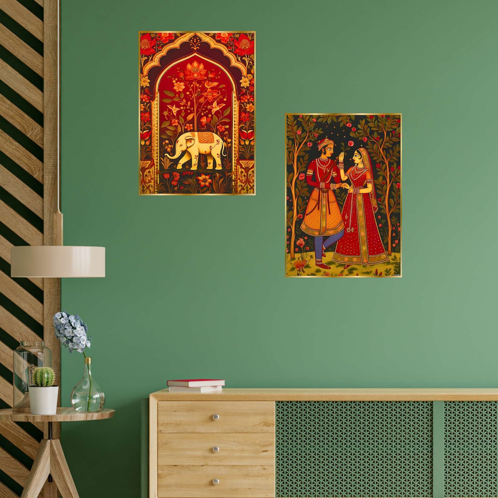 Set of Two Wall Paintings for Wall Dacoration Golden Framed Wall Paintings for Living Room & Bedroom Wall Art for Home Decoration & Office Wall Décor (14x11 inch CH-GD2-19) - Image 3