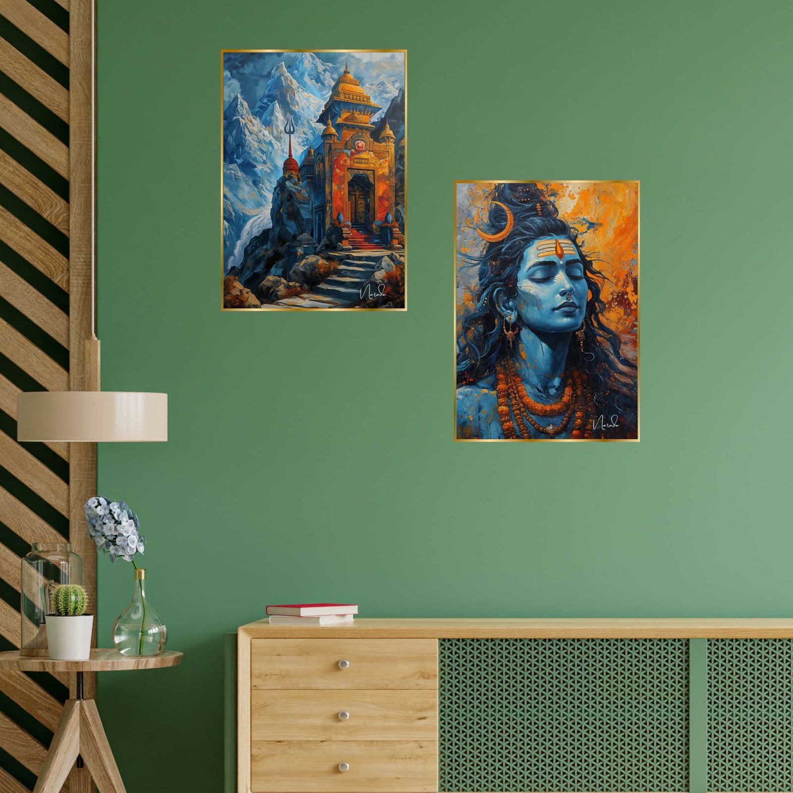 Set of Two Wall Paintings for Wall Dacoration Golden Framed Wall Paintings for Living Room & Bedroom Wall Art for Home Decoration & Office Wall Décor (14x11 inch CH-GD2-7) - Image 3