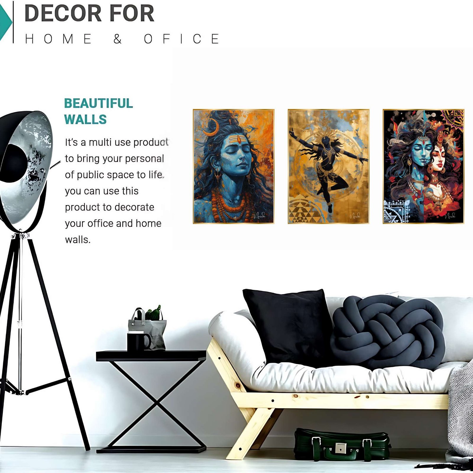 Set of Three Wall Paintings for Wall Dacoration Golden Framed Wall Paintings for Living Room & Bedroom Wall Art for Home Decoration & Office Wall Décor (24x18 inch CH-GD3-2) - Image 4