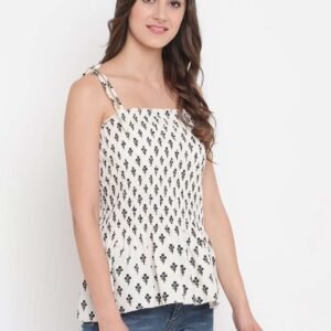 Women's Rayon Printed Casual Summer Style Tie Shoulder Straps Free Size Tank Top ( Multi14)