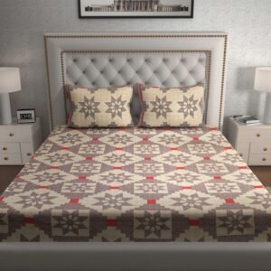 Rajasthani Traditionally Printed Cotton Doublebed Bedsheet With Pack of 2 Pillow Covers